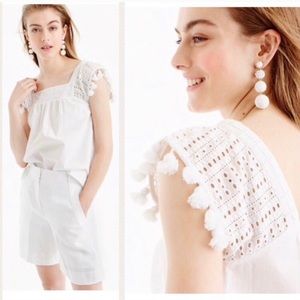 NWT J. Crew Eyelet Top with Tassel Trim Sz 12